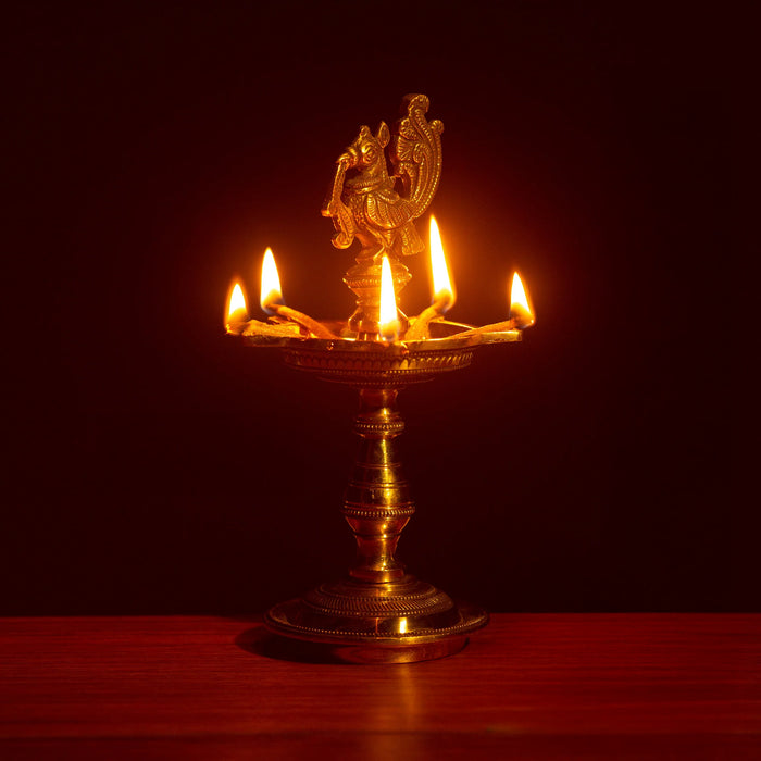 Brass Handcrafted Mayura Vilakku | Peacock Oil Diya | Lamp