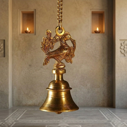 Brass Handcrafted Mayura Bell | Peacock Bell | Hanging Bell
