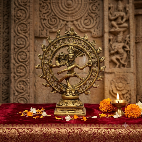 Handcrafted Brass Nataraja Idol | Dancing Shiva Statue for Home & Office