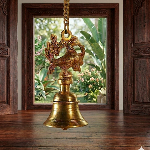 Brass Handcrafted Mayura Bell | Peacock Bell | Hanging Bell