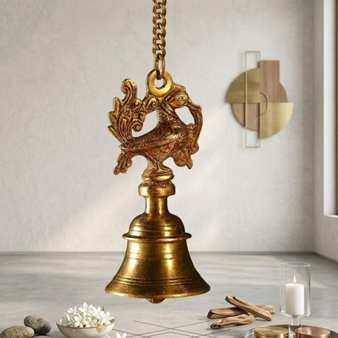 Brass Handcrafted Mayura Bell | Peacock Bell | Hanging Bell