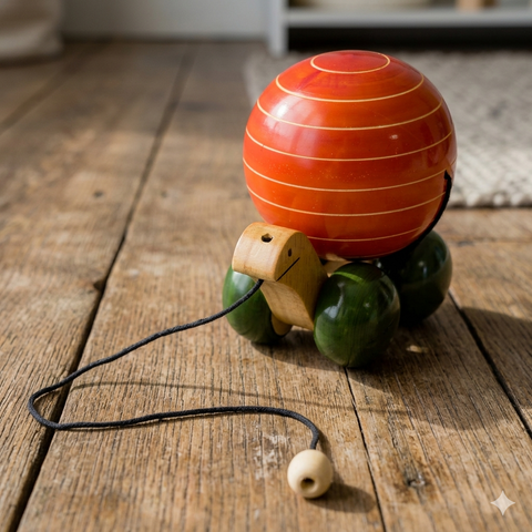 Wooden Pull-Along Tortoise Toy