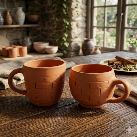 Terracotta Tea Cups | Handcrafted Clay Cups for Authentic Chai Experience |Eco-Friendly Tea Cups