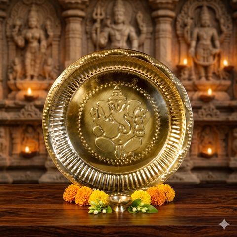 Kerala Brass Pooja Thali Set | 5 items | Pooja Set