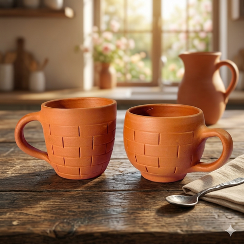 Terracotta Tea Cups | Handcrafted Clay Cups for Authentic Chai Experience |Eco-Friendly Tea Cups