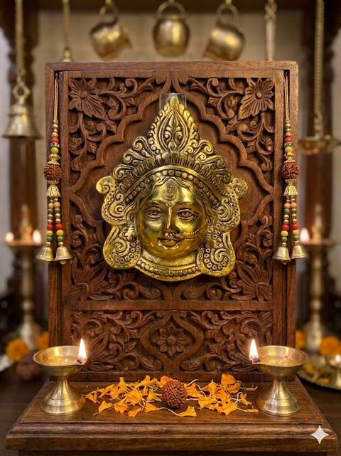 Metal Durga Devi Face Wall Decor | Wall Hanging