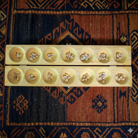 Wooden Warli Design Ali Guli Mane | Pallankuzhi | Traditional Indian Board Game