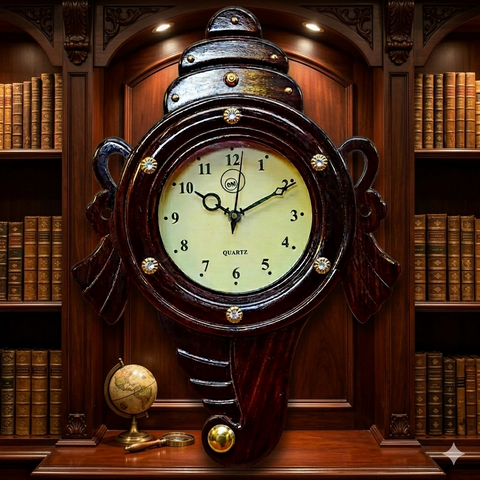 Shanghu Clock Wall Décor | Handcrafted Rosewood &amp; Brass Wall Clock