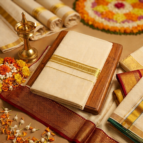 Kerala Kasav Mund 1 inch Border for Men | Kerala Dhothies for Men | Onam Collections
