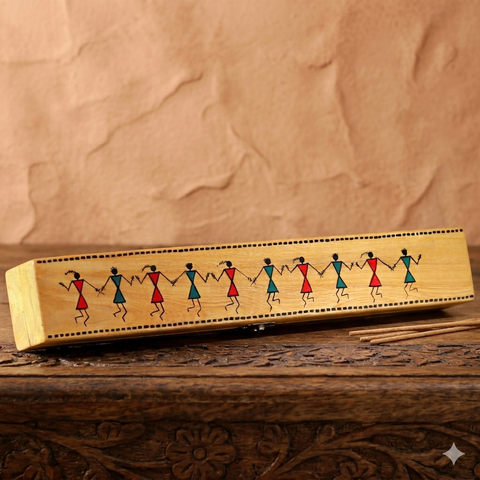 Wooden Warli Design Ali Guli Mane | Pallankuzhi | Traditional Indian Board Game