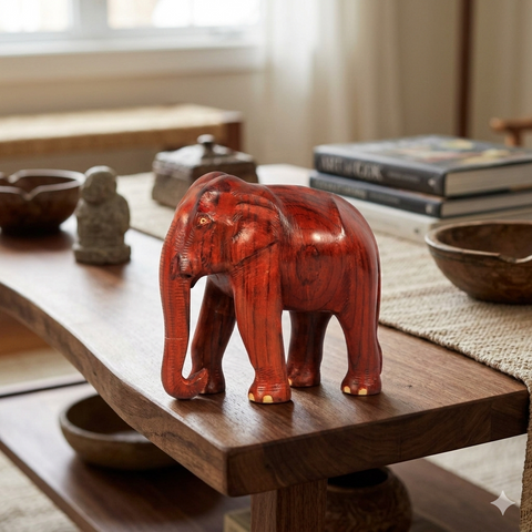 Wooden Elephant Statue (Small) | Handmade Rosewood Figurines