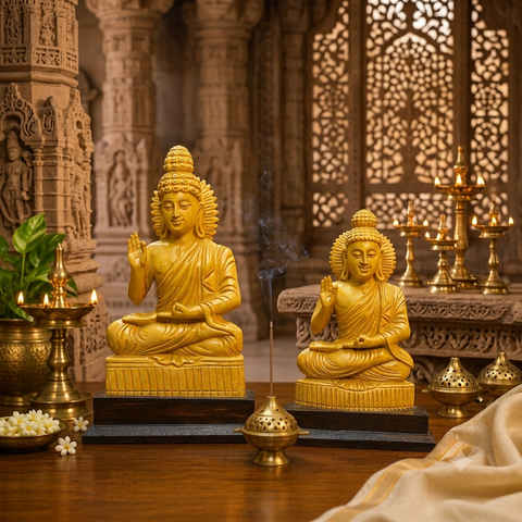 Handcrafted Wooden Buddha Statue | Idols & Figurines