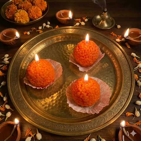 Decorative Scented Laddoo Candles | Set of 4