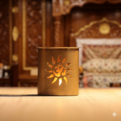 Tealight Holder Combo Set | Lotus & Om Shadow Metal Decor