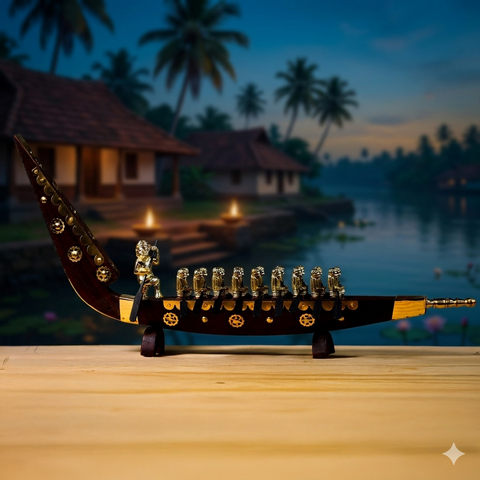 Kerala Chundan Vallam | Snake Boat with  Brass Oarsmen