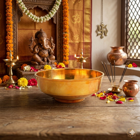 Traditional Brass Small Uruli for Decoration
