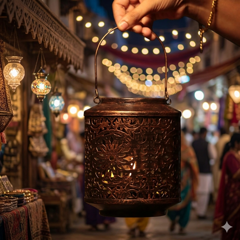 Copper Finish Hanging Lantern