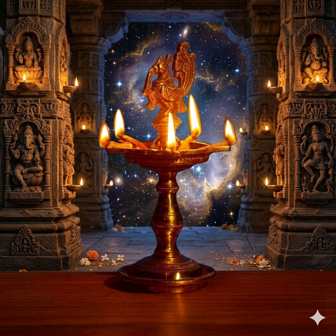Brass Handcrafted Mayura Vilakku | Peacock Oil Diya | Lamp