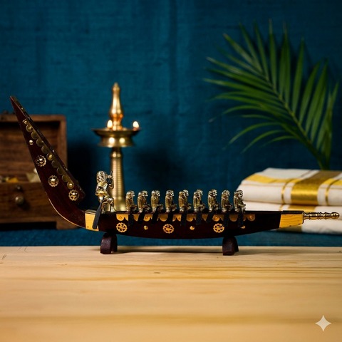 Kerala Chundan Vallam | Snake Boat with  Brass Oarsmen