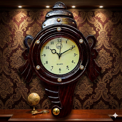 Shanghu Clock Wall Décor | Handcrafted Rosewood &amp; Brass Wall Clock