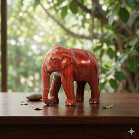Wooden Elephant Statue (Small) | Handmade Rosewood Figurines