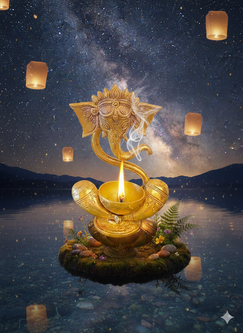 Brass Handcrafted Ganesha Vilakku | Ganesha Diya