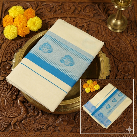 Kerala Cotton Saree With Krishna Prints
