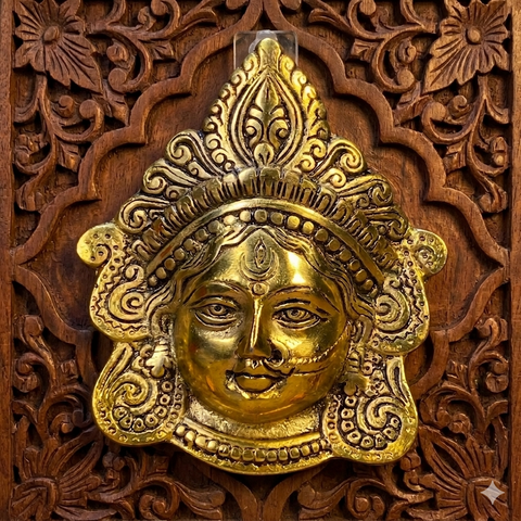 Metal Durga Devi Face Wall Decor | Wall Hanging