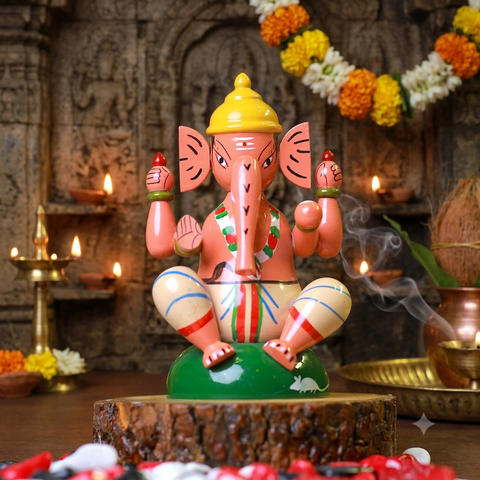Channapatna Wooden Ganesha Figurine