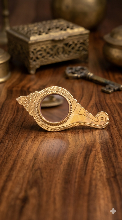 Aranmula Kannadi (Conch-Shaped) | Handmade Metal Mirror of Kerala