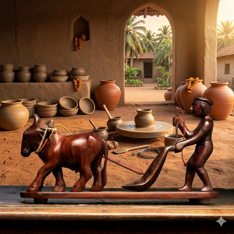 Wooden Bullock Cart Plough| Kerala Decorative Collectibles