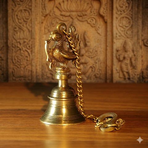 Brass Handcrafted Mayura Bell | Peacock Bell | Hanging Bell