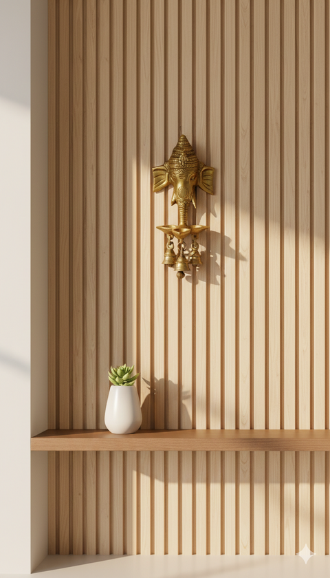 Brass Ganesha Wall Hanging with Bells – Traditional Indian Décor
