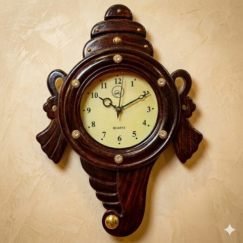Shanghu Clock Wall Décor | Handcrafted Rosewood &amp; Brass Wall Clock