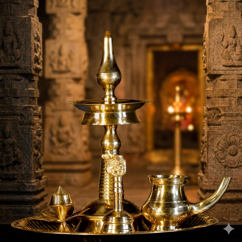 Kerala Brass Pooja Thali Set | 5 items | Pooja Set