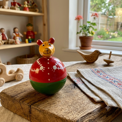 Wooden Bear Culbuto | Wooden Balancing Doll