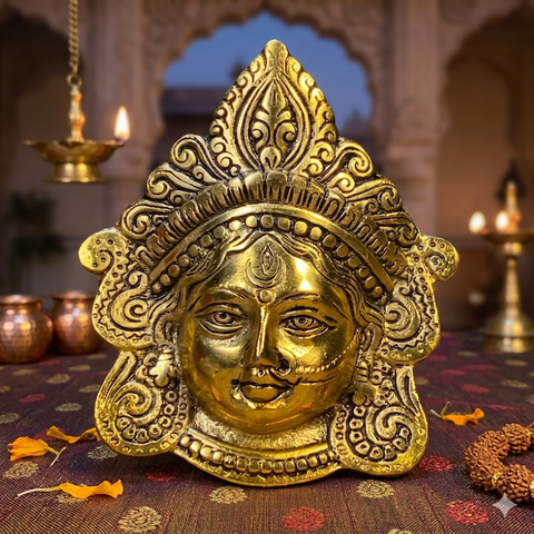 Metal Durga Devi Face Wall Decor | Wall Hanging