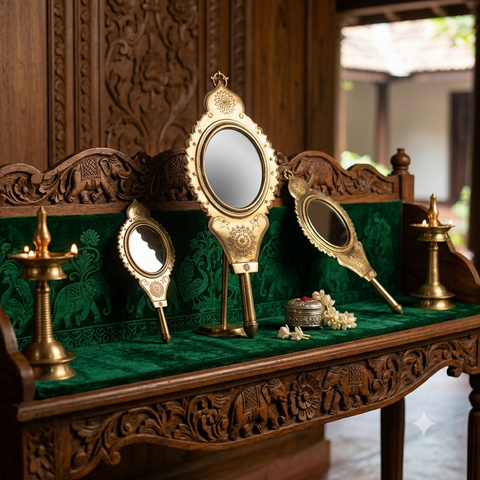 Aranmula Vaal Kannadi | Mirror size 7 inch | Big Wall Mirror | Unique Handpolished Metal Mirror