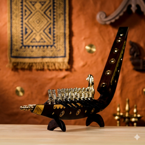 Kerala Chundan Vallam | Snake Boat with  Brass Oarsmen