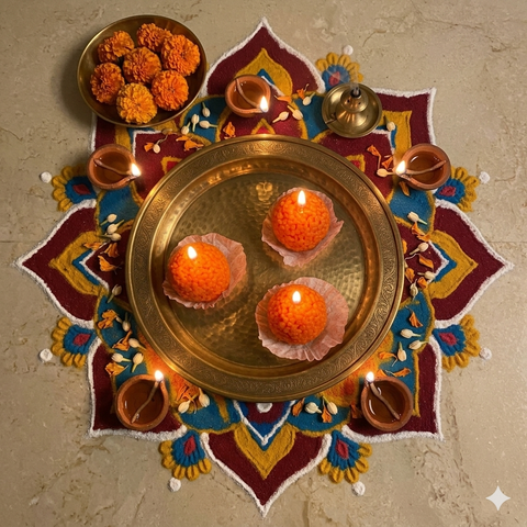 Decorative Scented Laddoo Candles | Set of 4