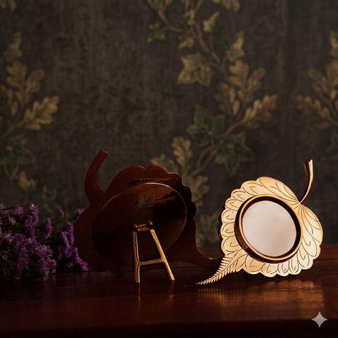 ASHWATHA | Peepal-Leaf Shaped Aranmula Kannadi | Handcrafted Metal Mirror