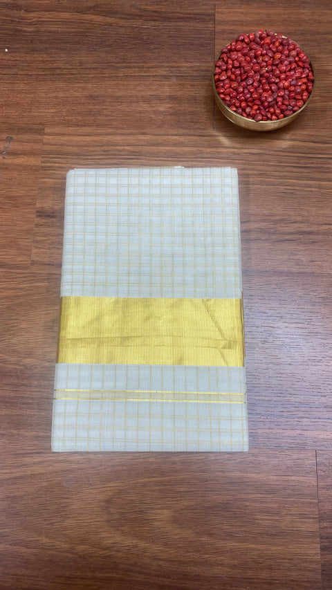 Kerala Saree with Jari Border & Double-Line Column Checks