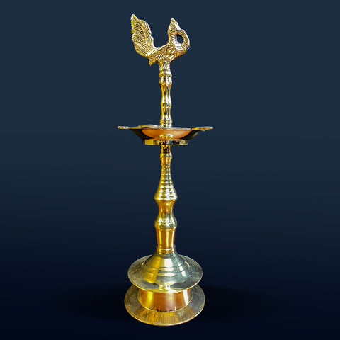 Brass Peacock Vilakku with Plain Base | Elegant Traditional Brass Lamp