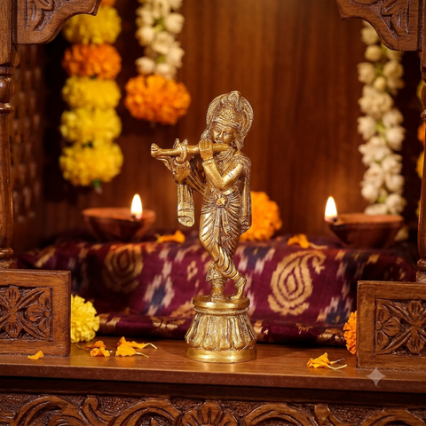Divine Brass Krishna Statue