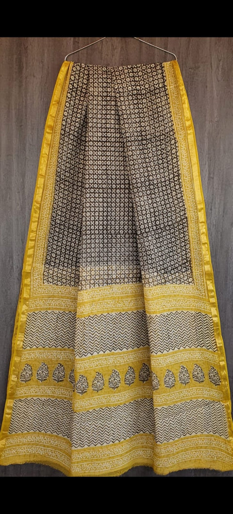Hand Block Printed Kota Doria Sarees with Blouse