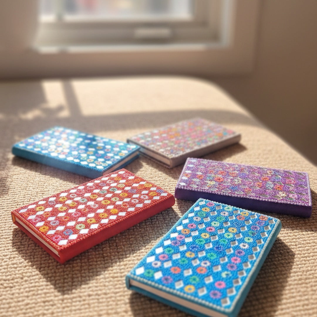 Handmade Beaded & Mirror-Work Notepad – Small– CultureShoppe
