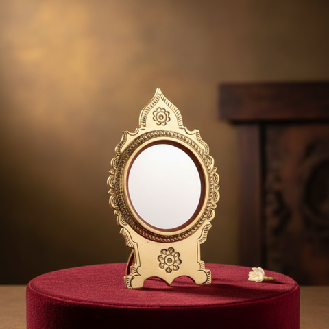 Aranmula Kannadi (Petal Shaped) | Table-top Handmade Metal Mirror