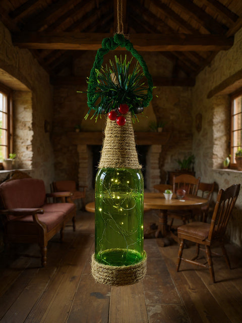 Decorative Bottle With String LED Light | Christmas Decor