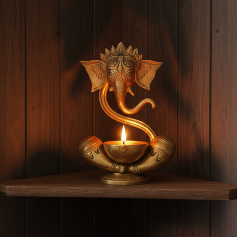 Brass Handcrafted Ganesha Vilakku | Ganesha Diya