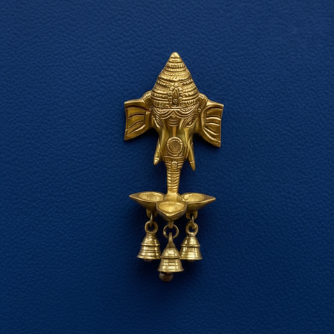 Brass Ganesha Wall Hanging with Bells – Traditional Indian Décor